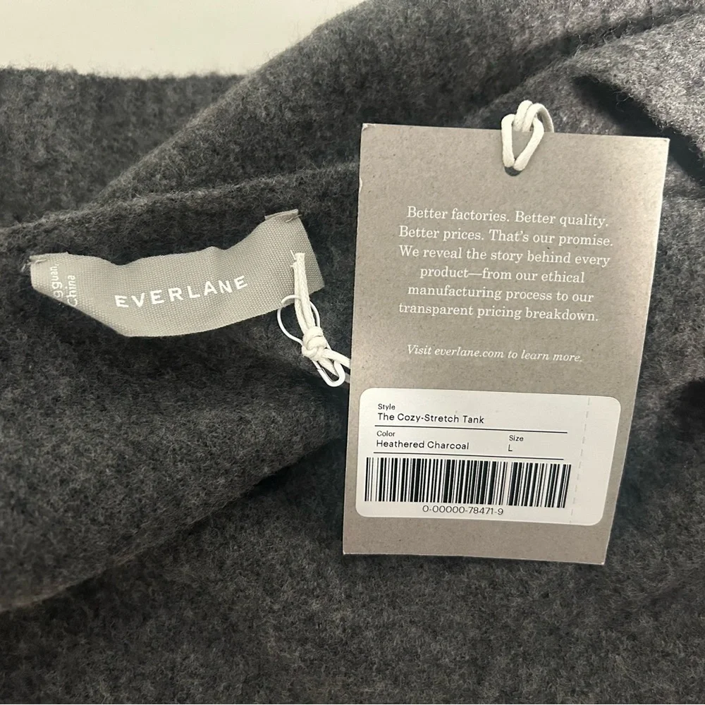 Everlane Cozy Stretch Crop Tank Top Women’s Large Charcoal Gray Wool Yak